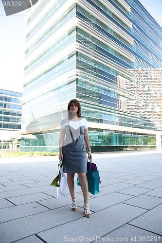 Image of Happy woman after shopping