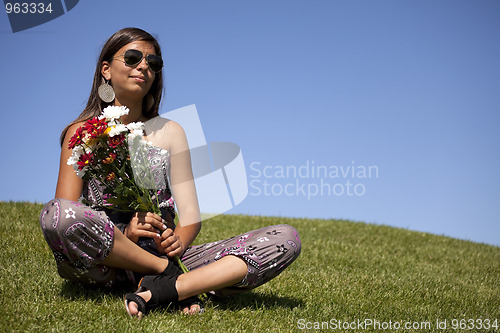 Image of Teenager with fresh flowers