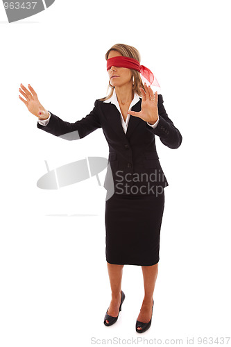 Image of blindfold businesswoman