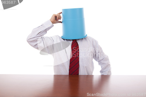 Image of Bucket head businessman