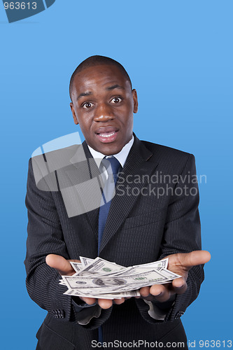 Image of Surprised lucky businessman