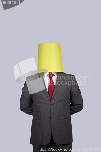 Image of Bucket head businessman