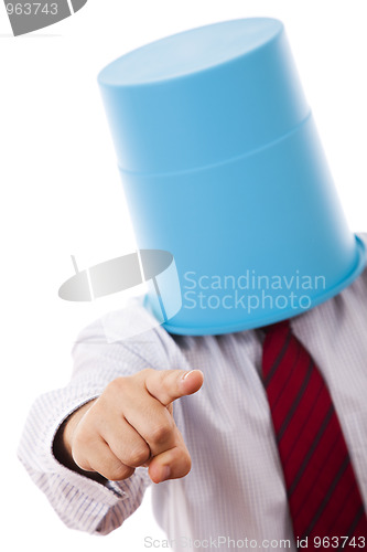 Image of Bucket head businessman