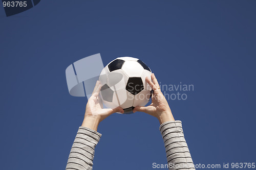 Image of Hands holding a soccer ball