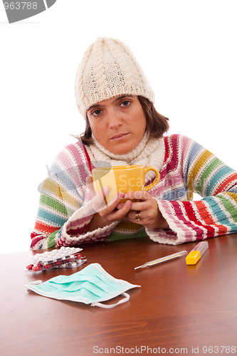 Image of woman with flu symptoms