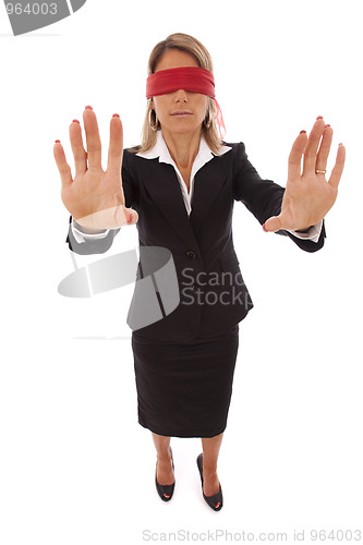 Image of blindfold businesswoman