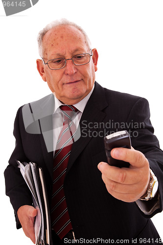 Image of Senior businessman call
