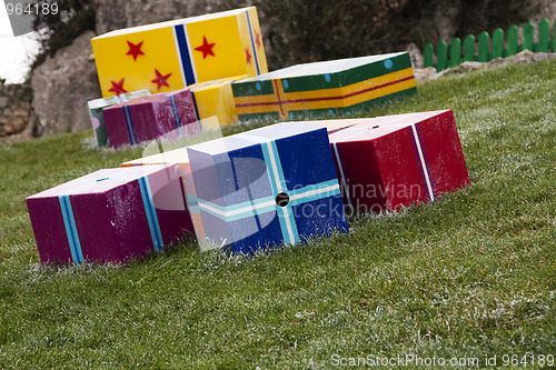 Image of Gift boxes in the grass