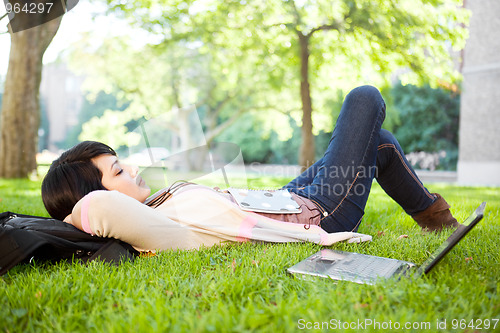 Image of Mixed race college student 