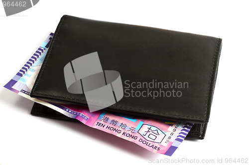 Image of Black wallet with ten HK Dollars