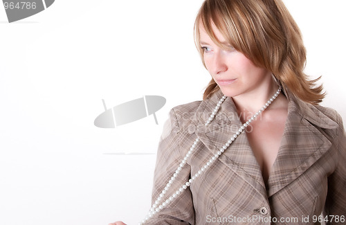 Image of Woman with pearl necklace