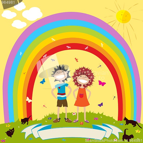 Image of Children and rainbow