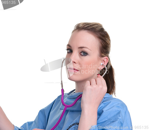 Image of young doctor or nurse on white
