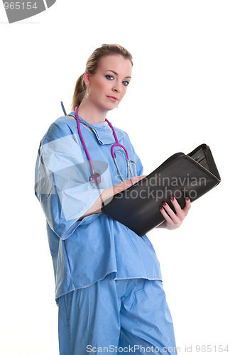 Image of young doctor or nurse on white