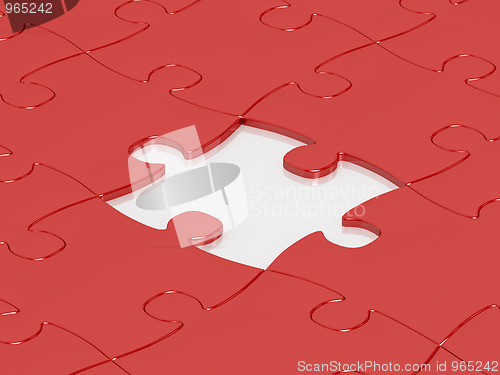 Image of red jigsaw puzzle pieces