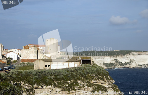 Image of Old City Bonifacio overlooking limestone cliffs Corsica