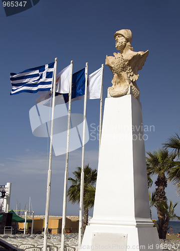 Image of statue Kimon the Athenian seaside promenade Larnaca Cyprus
