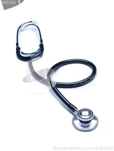 Image of Black stethoscope in blue tone