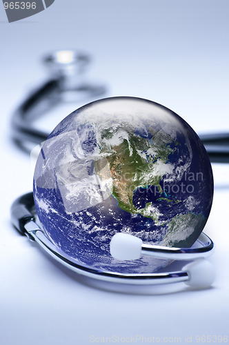 Image of Globe and stethoscope concept