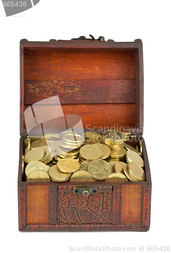 Image of Treasure: wooden chest with golden coins