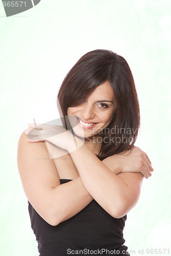 Image of Portrait of a young happy woman