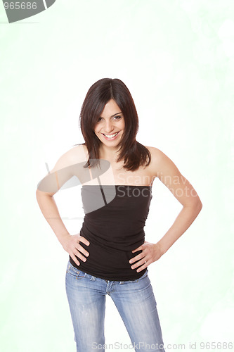 Image of Portrait of a young happy woman