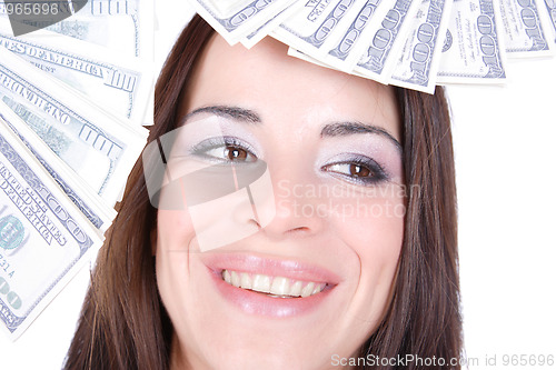 Image of young lady holding cash
