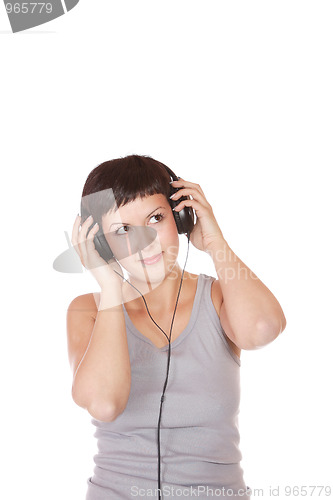 Image of Woman with headphones listening to music