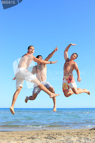 Image of Men Relaxing On the Beach