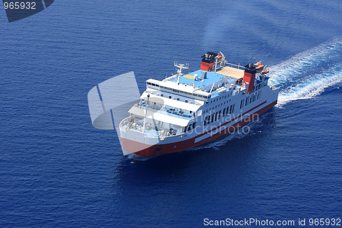 Image of Aerial view of passenger ferry boat 