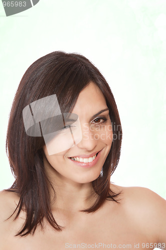 Image of Portrait of a young happy woman