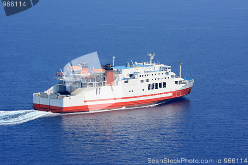 Image of Aerial view of passenger ferry boat 