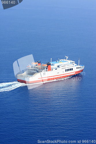 Image of Aerial view of passenger ferry boat 