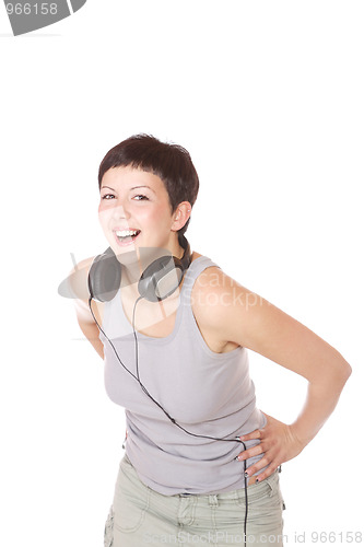 Image of Woman with headphones listening to music