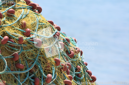 Image of Colorful fishing nets in the port 