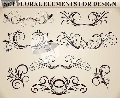 Image of Set of ornate floral element