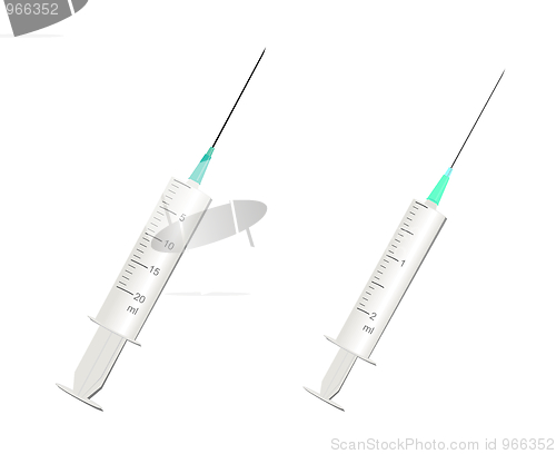 Image of Two empty syringes isolated over white background