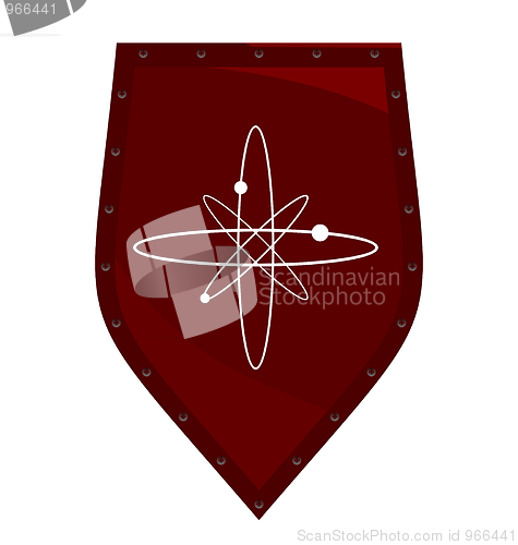 Image of Illustration by red knight shield of white background