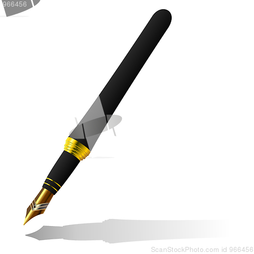 Image of Realistic illustration gold ink pen