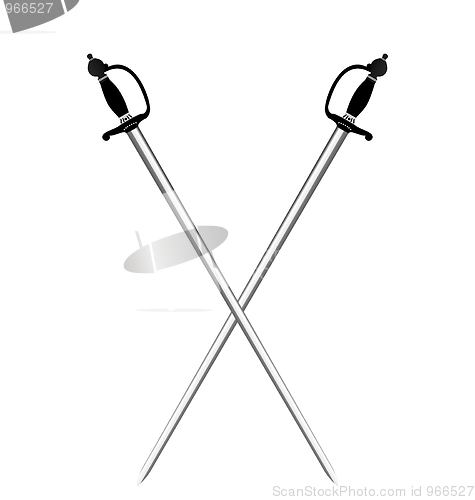 Image of Illustration by two silver swords of white background