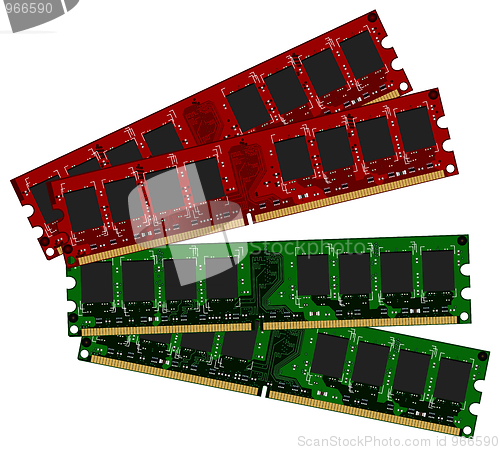 Image of Two set DDRII modules red and green