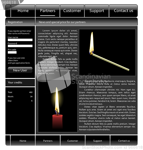 Image of Illustration black web site template skin