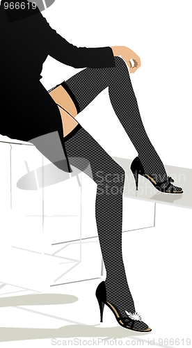 Image of Illustration of women maiden legs in stockings