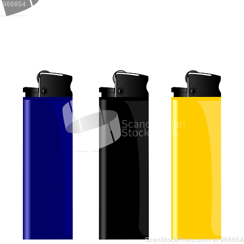 Image of Realistic illustration three colored lighter