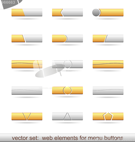 Image of Illustration set of web elements for menu buttons