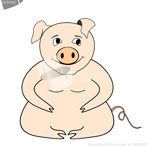 Image of Cartoon illustration big pig