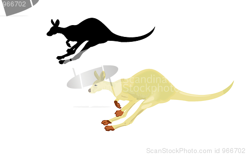 Image of Running kangaroo isolated on a white background