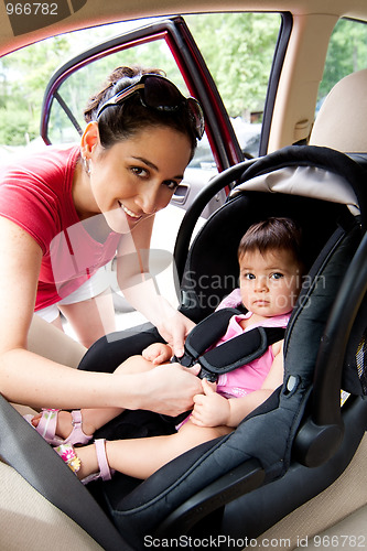 Image of Baby in car seat for safety