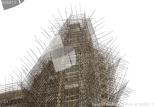 Image of bamboo scaffolding in construction site