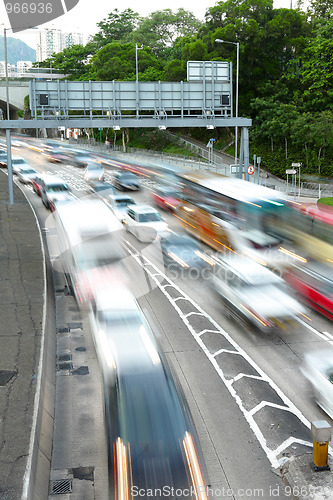 Image of traffic jam with motion blur